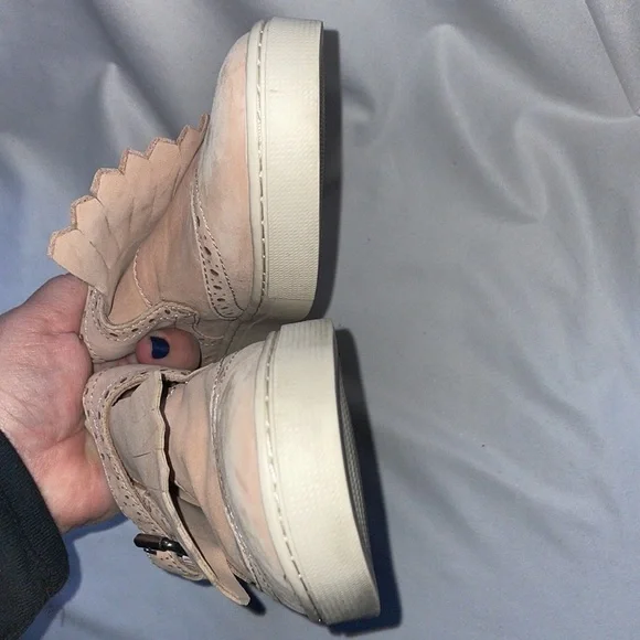 Frye Gemma Kiltie Brogue Monk Strap Sneakers Blush Pink size 7.5